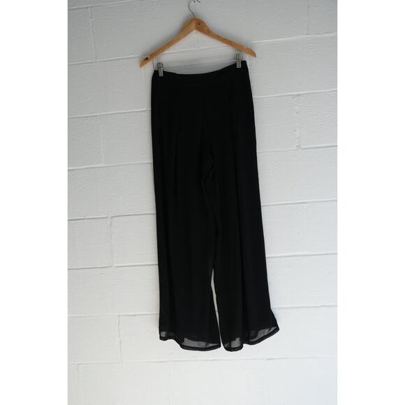 ASHRO Black Wide-Leg Pleated Trousers Size 8 - Picture 3 of 7